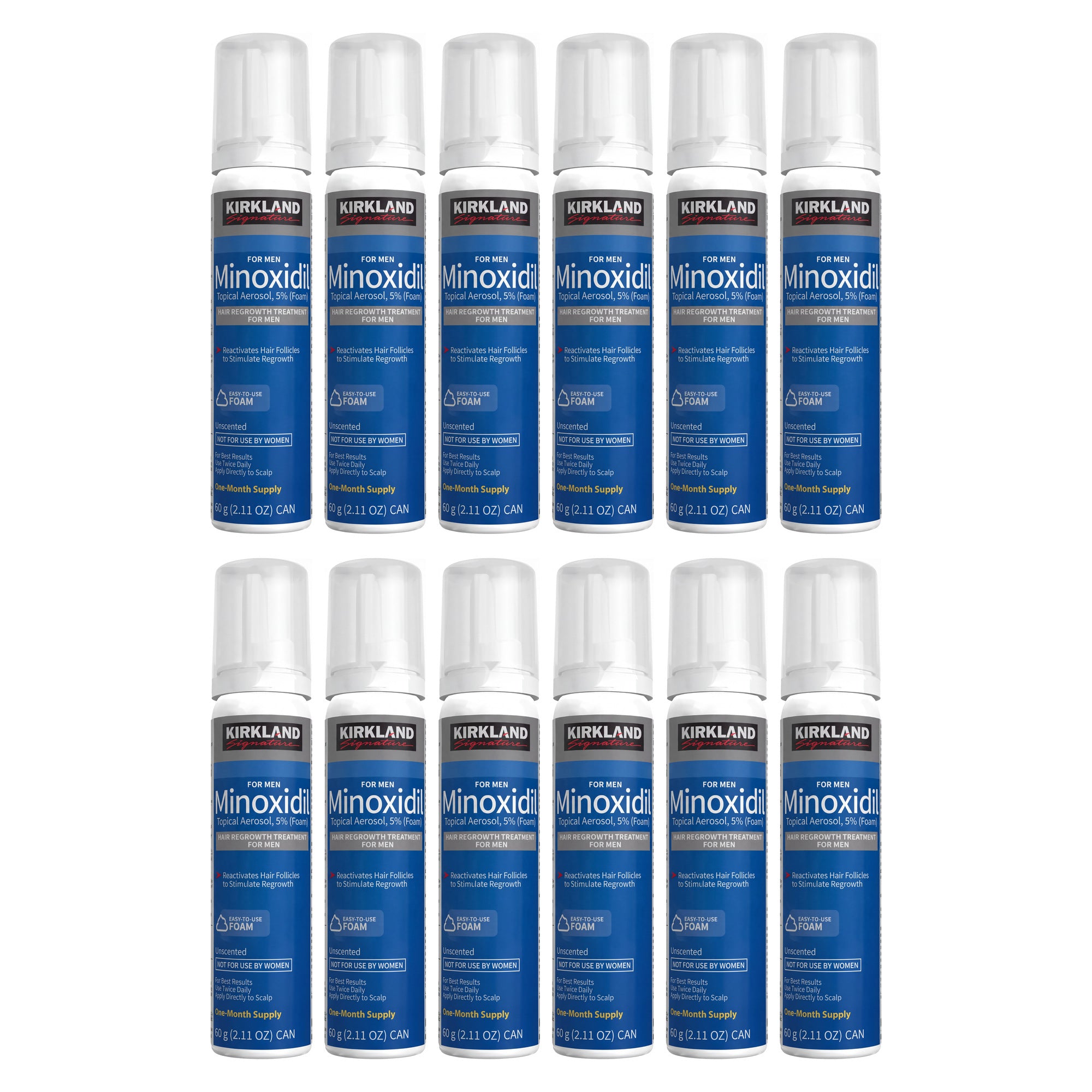Kirkland Signature Minoxidil Schiuma 5% per Uomo - 12 lattine (scorta per 12 mesi)