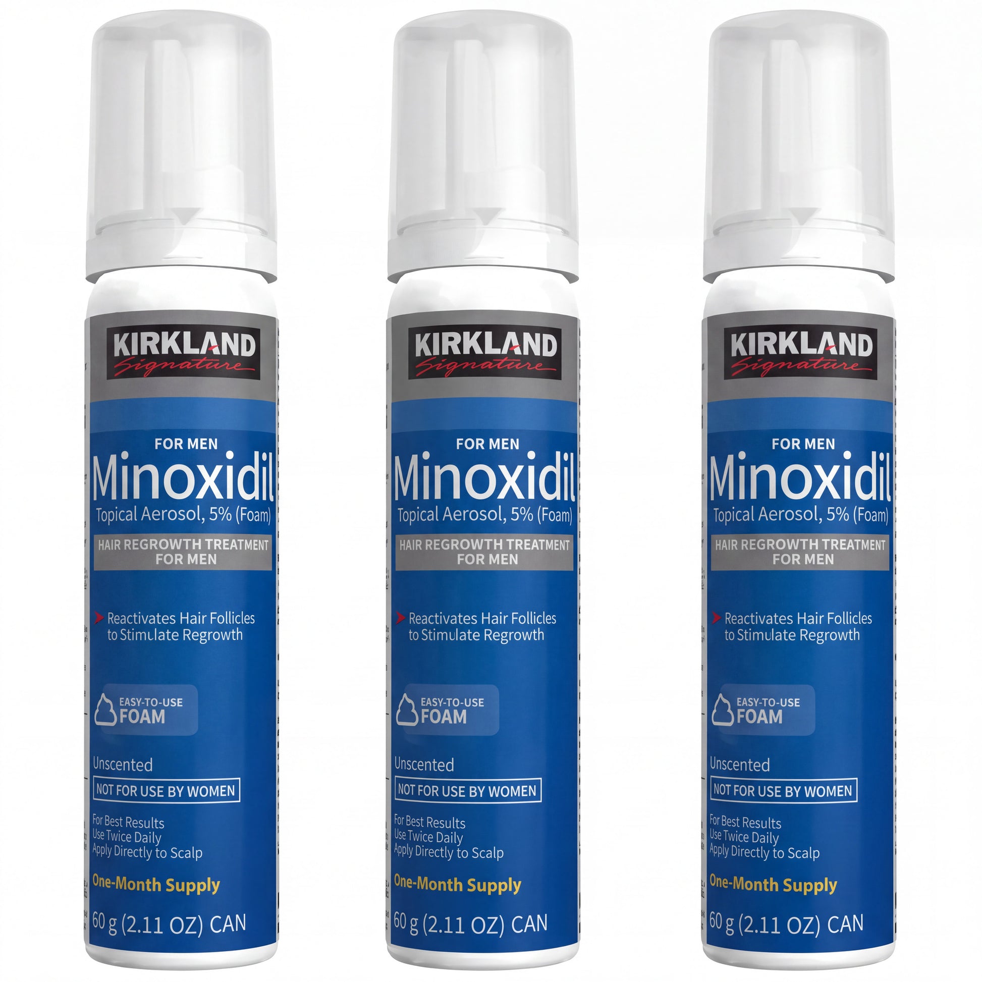 Schiuma di Minoxidil Kirkland Signature 5% per Uomo - 3 lattine (scorta per 3 mesi)