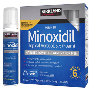 Kirkland Signature Minoxidil Foam 5% for Men - box and can