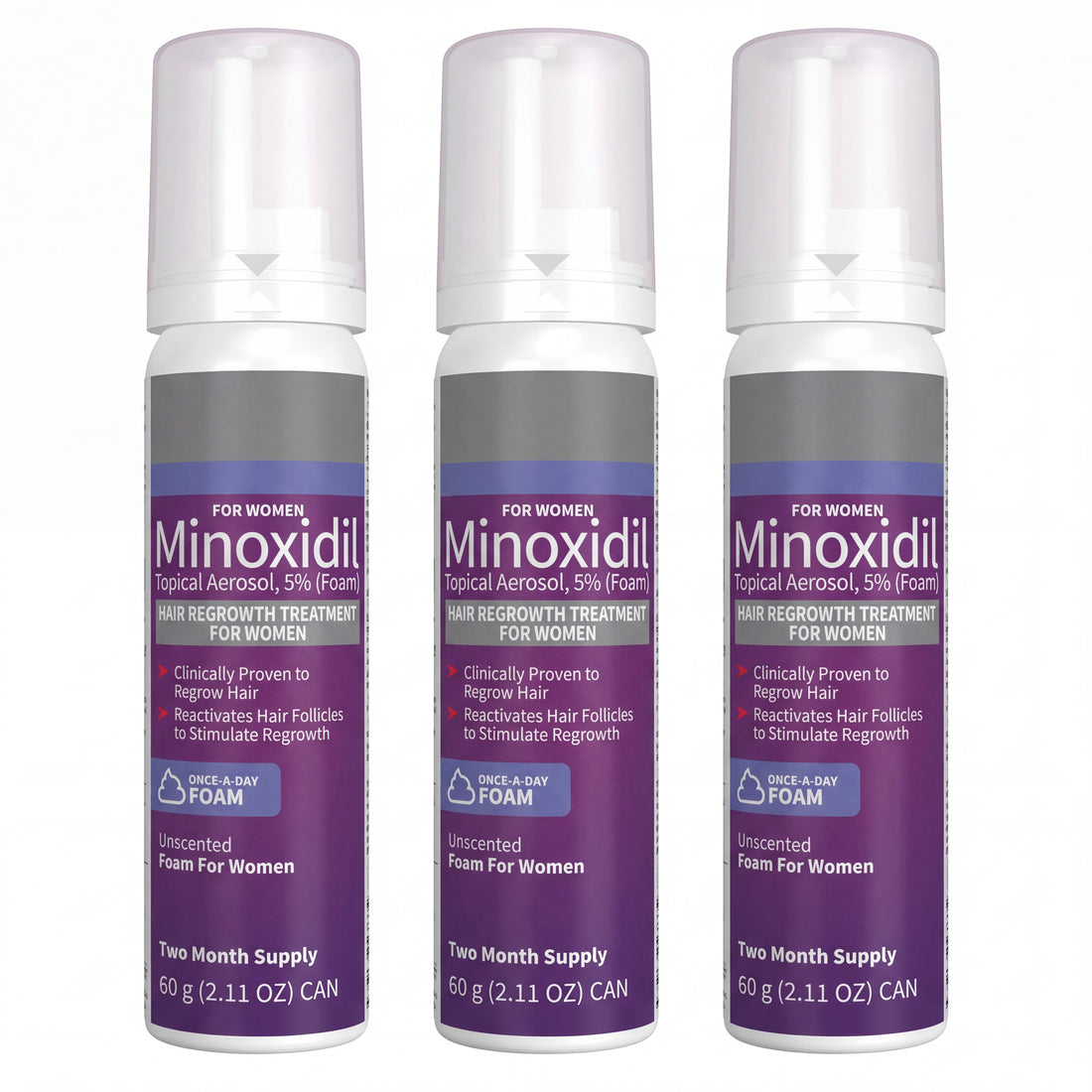 Kirkland Signature Minoxidil-vaahto 5% naisille - 3 tölkkiä (6 kuukauden pakkaus)