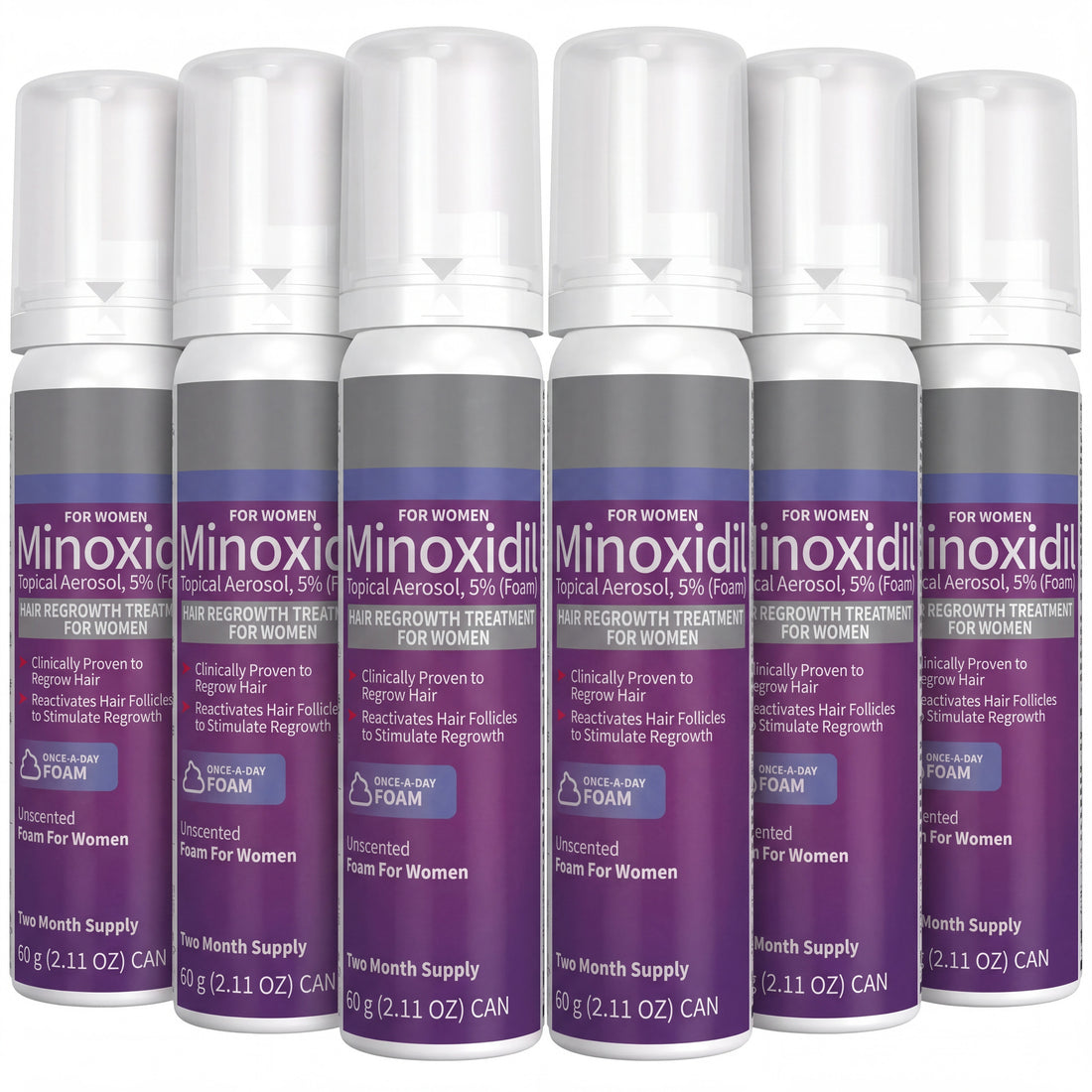 Kirkland Signature Minoxidil-vaahto 5% naisille - 6 tölkkiä (12 kuukauden pakkaus)