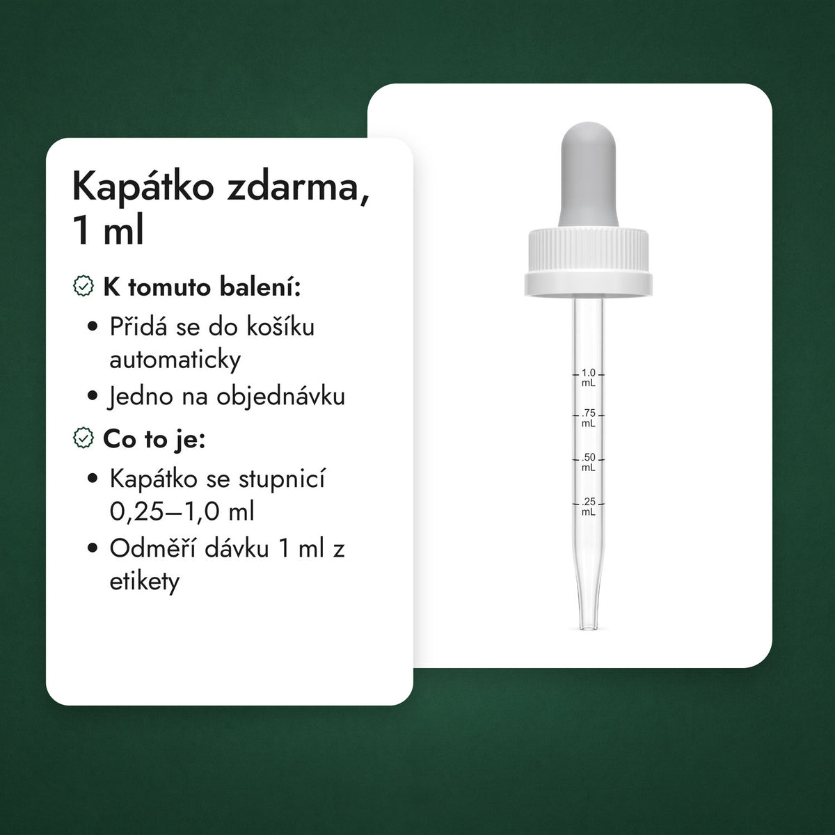 Kapátko zdarma, 1 ml