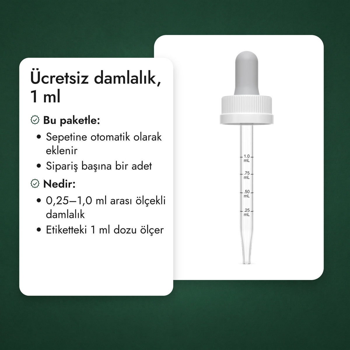 Ücretsiz damlalık, 1 ml