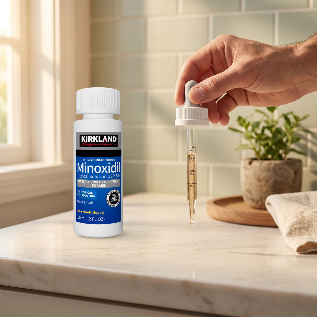 Kirkland Signature Minoxidil 5% no dia a dia