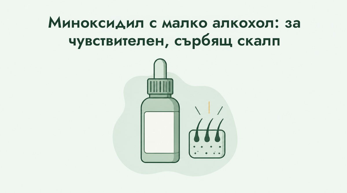 Миноксидил с ниско съдържание на алкохол за чувствителен скалп