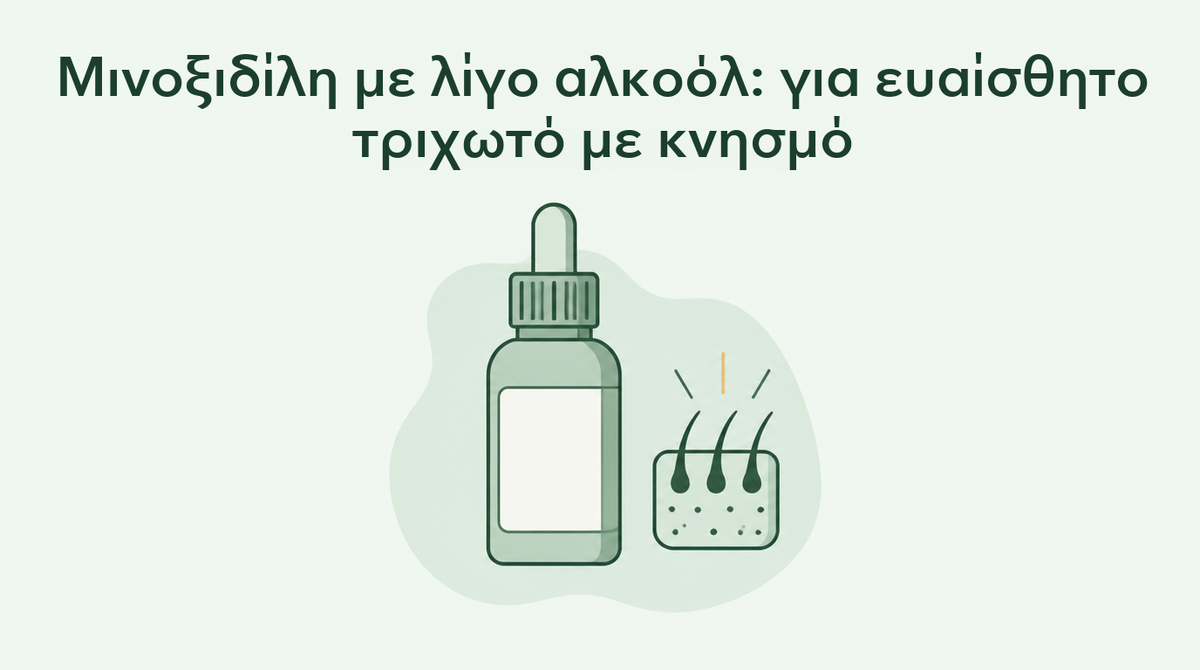 Μινοξιδίλη χαμηλής περιεκτικότητας σε αλκοόλη για ευαίσθητο τριχωτό της κεφαλής