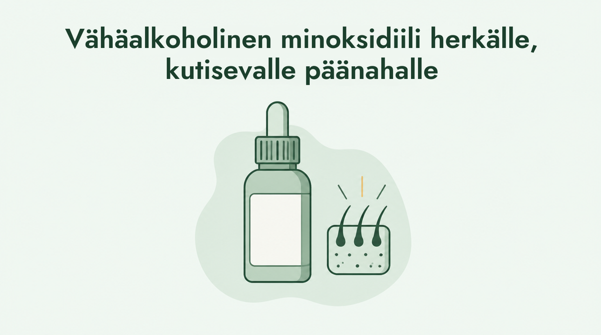 Vähän alkoholia sisältävä minoksidiili herkälle päänahalle