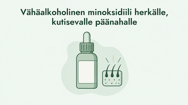 Vähän alkoholia sisältävä minoksidiili herkälle päänahalle