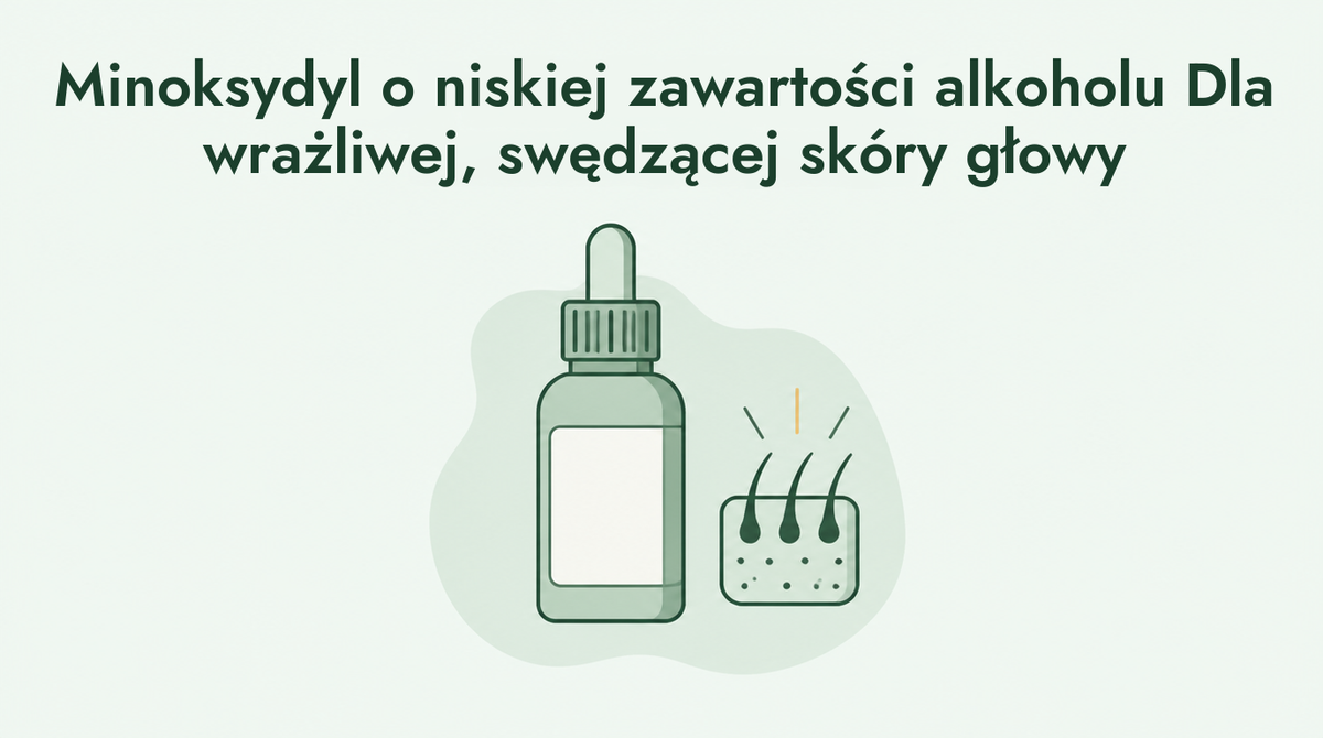Minoksydyl o niskiej zawartości alkoholu dla wrażliwej skóry głowy