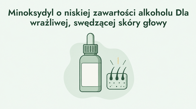 Minoksydyl o niskiej zawartości alkoholu dla wrażliwej skóry głowy