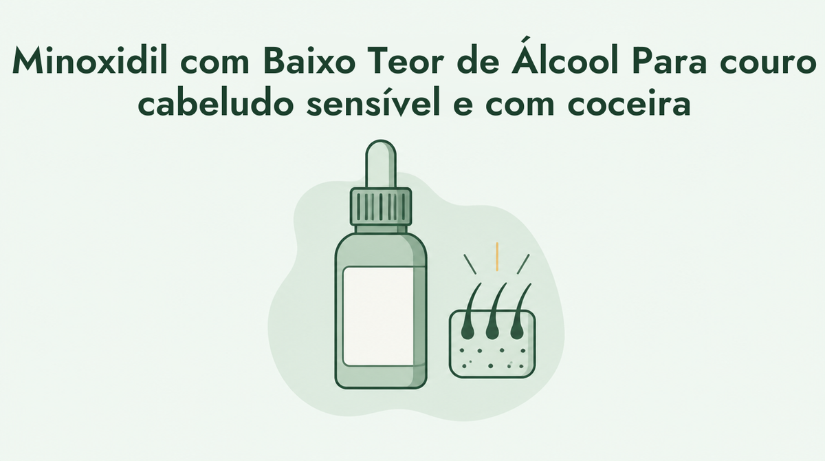 Minoxidil com baixo teor de álcool para couro cabeludo sensível