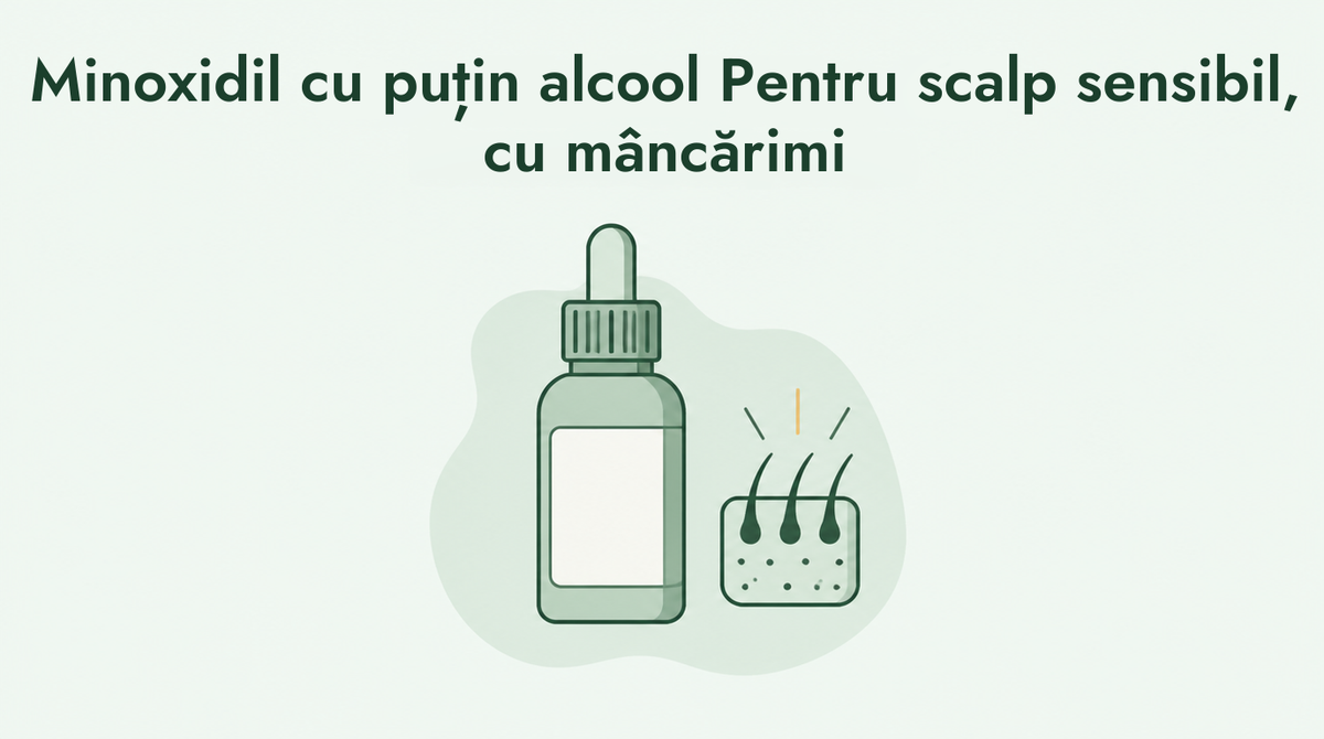 Minoxidil cu alcool redus pentru scalp sensibil
