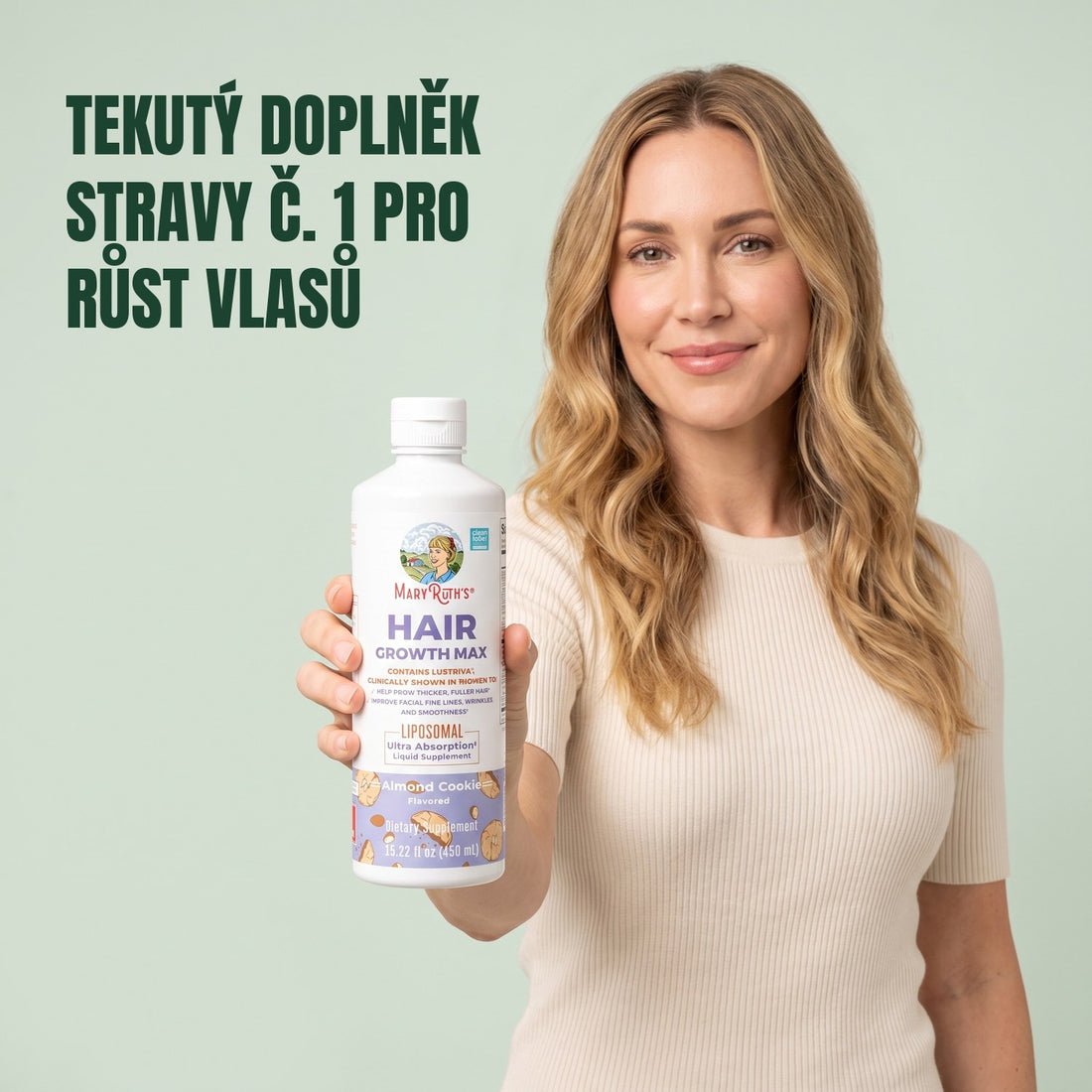 MaryRuth Organics Hair Growth Max liposomální, lahvička 450 ml, příchuť mandlové sušenky