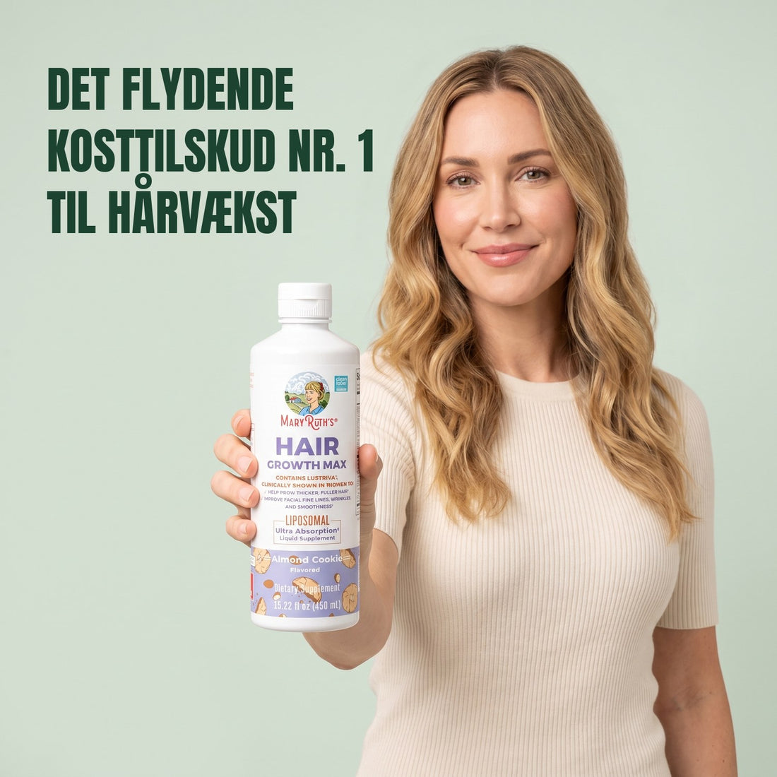 MaryRuth Organics Hair Growth Max Liposomal 450 ml flaske, mandelkage-smag