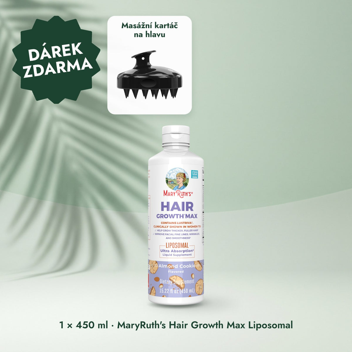 1 × 450 ml · MaryRuth's Hair Growth Max Liposomal: Masážní kartáč na hlavu
