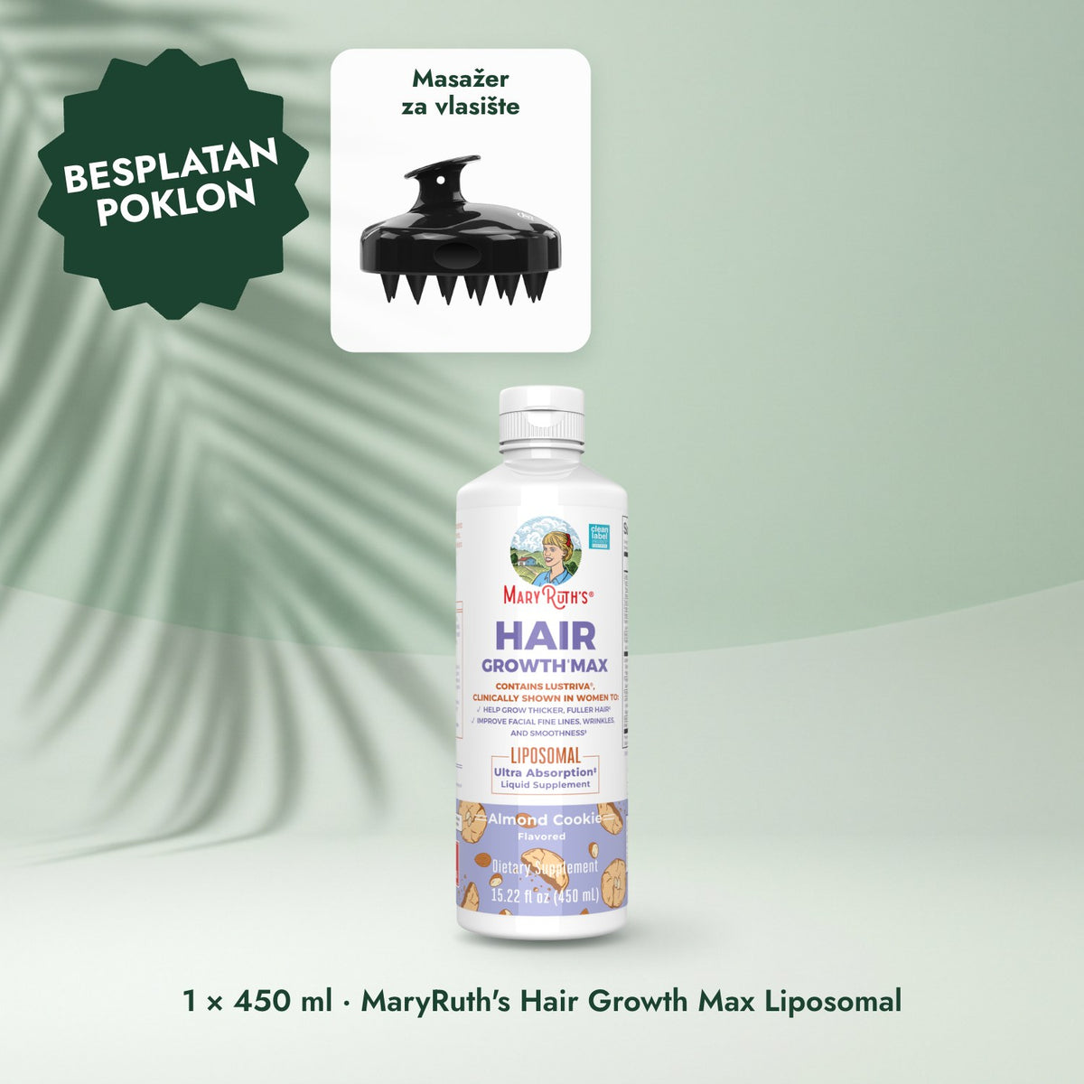1 × 450 ml · MaryRuth's Hair Growth Max Liposomal: Masažer za vlasište