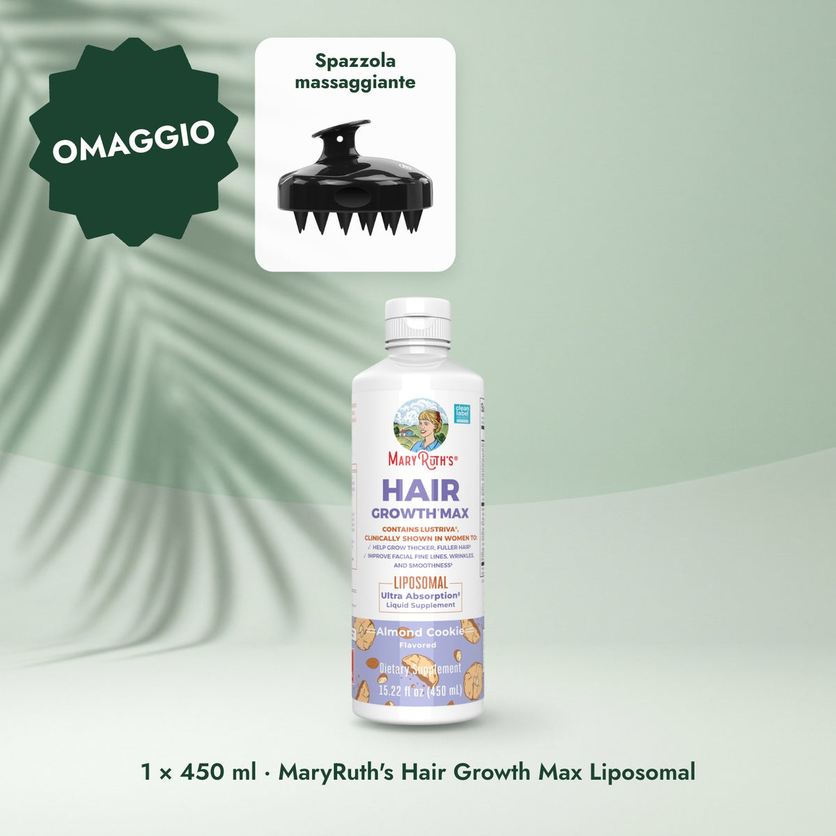 1 × 450 ml · MaryRuth's Hair Growth Max Liposomal: Spazzola massaggiante