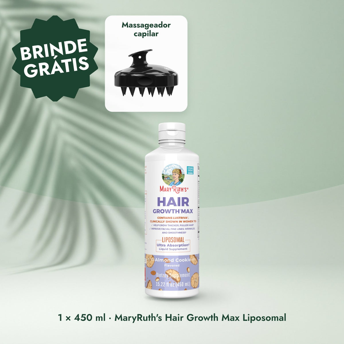 1 × 450 ml · MaryRuth's Hair Growth Max Liposomal: Massageador capilar