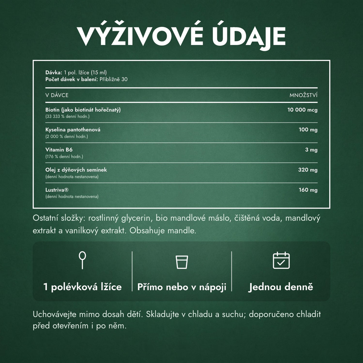 Výživové údaje: MaryRuth's Hair Growth Max Liposomal
