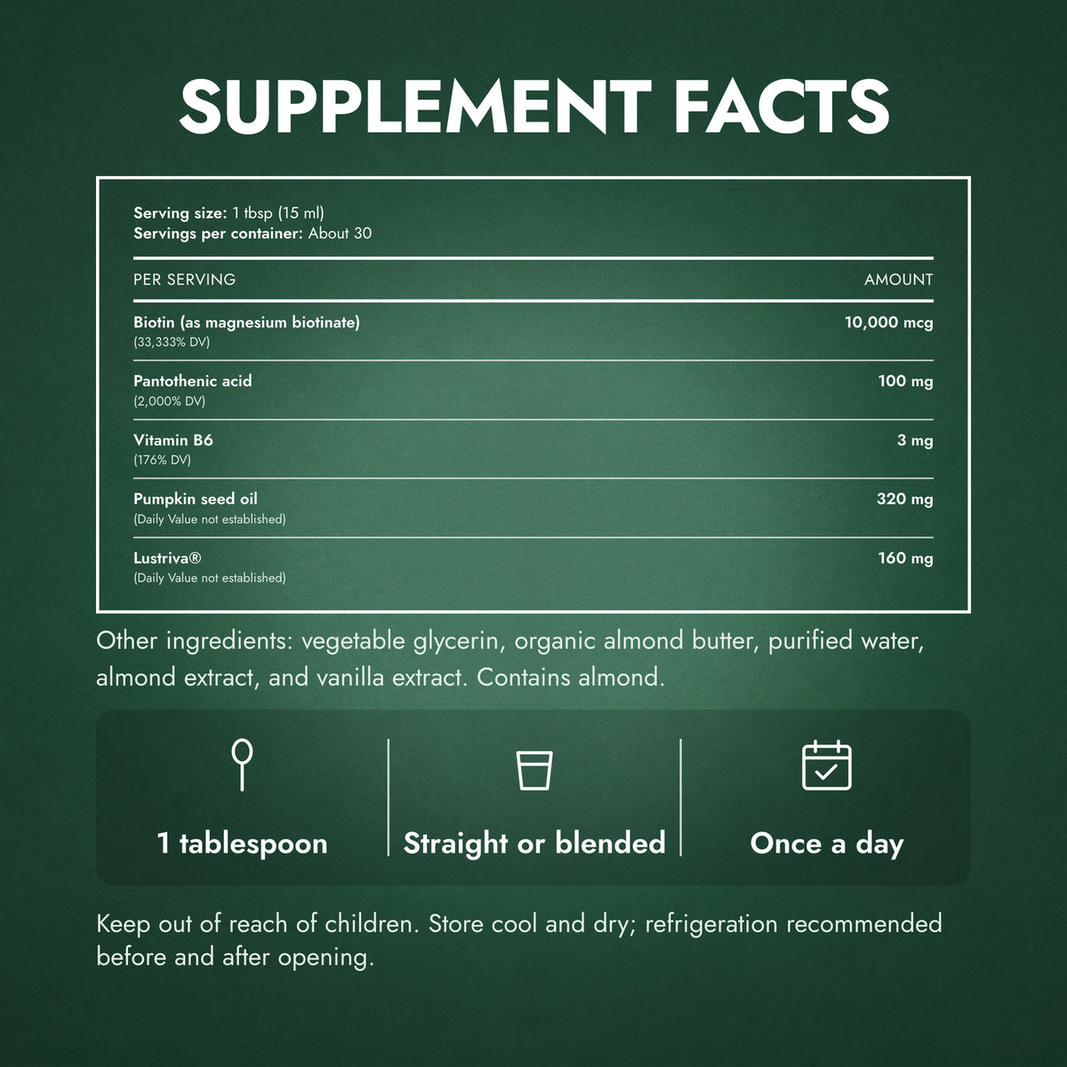 Supplement Facts: MaryRuth's Hair Growth Max Liposomal