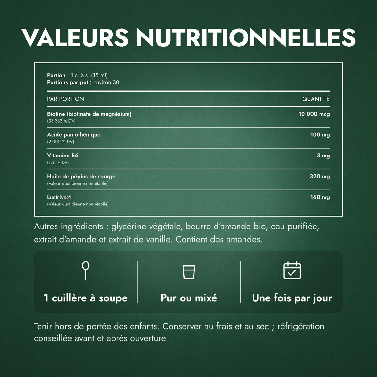 Valeurs nutritionnelles: MaryRuth's Hair Growth Max Liposomal