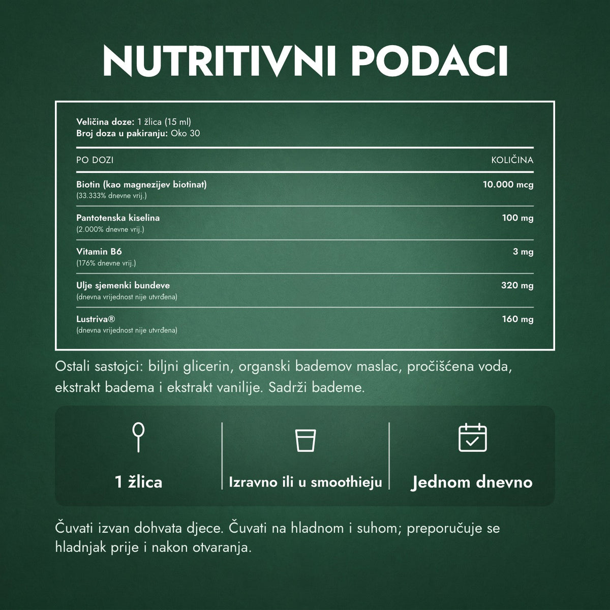 Nutritivni podaci: MaryRuth's Hair Growth Max Liposomal