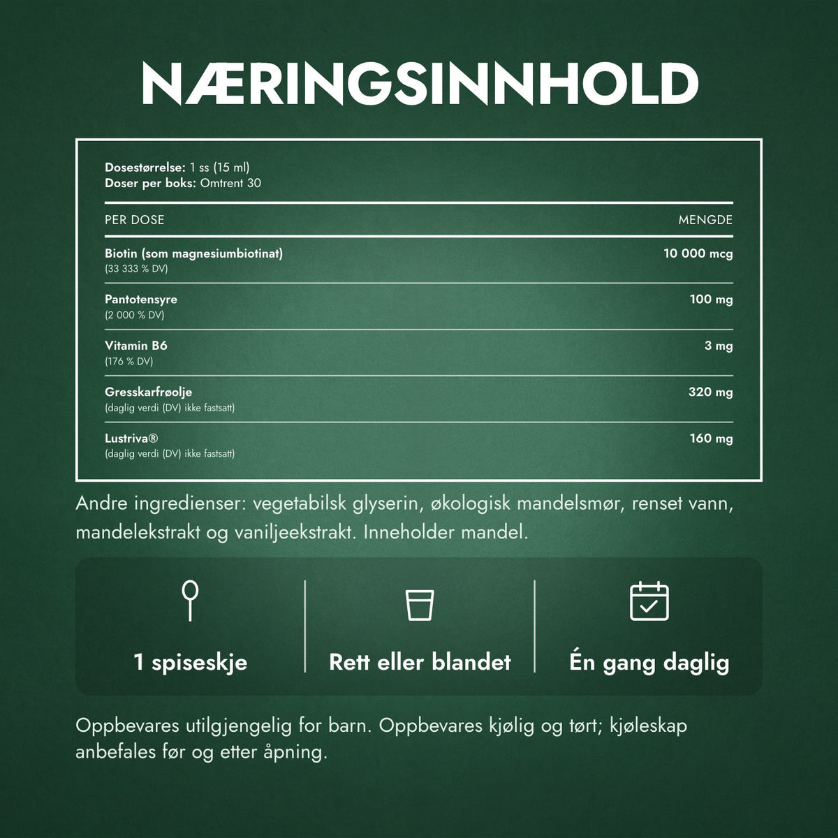 Næringsinnhold: MaryRuth's Hair Growth Max Liposomal