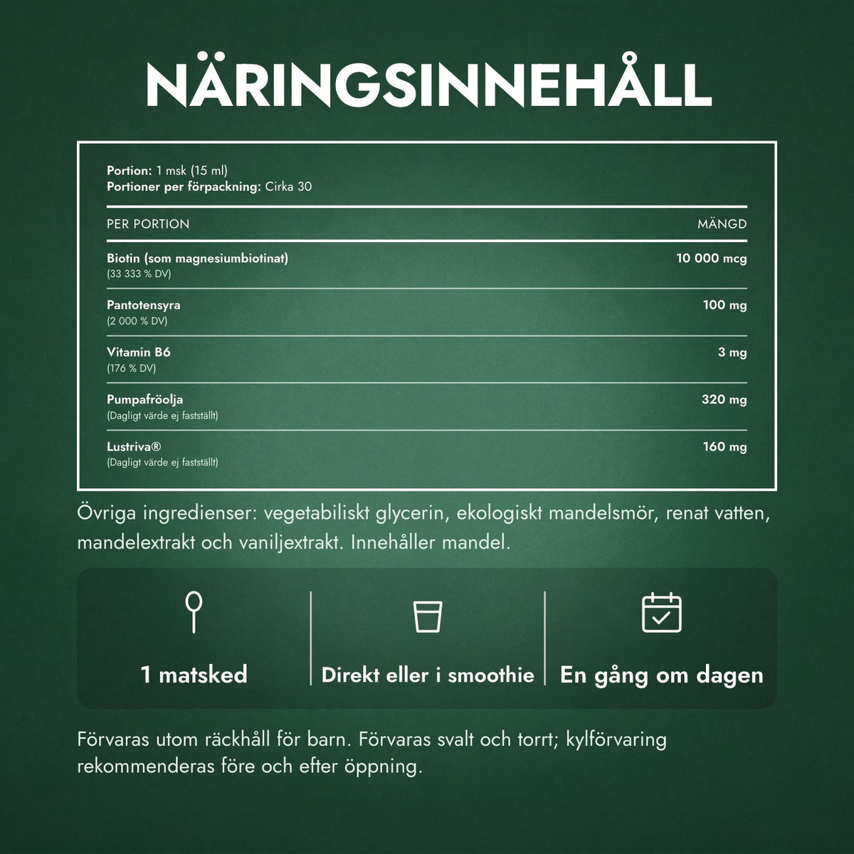 Näringsinnehåll: MaryRuth's Hair Growth Max Liposomal