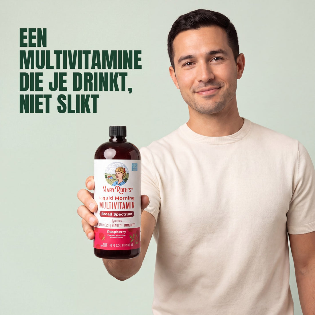 MaryRuth Organics Liquid Morning Multivitamin, fles van 946 ml, frambozensmaak