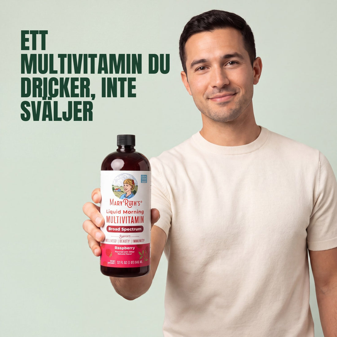 MaryRuth Organics Liquid Morning Multivitamin, flaska på 946 ml, hallonsmak