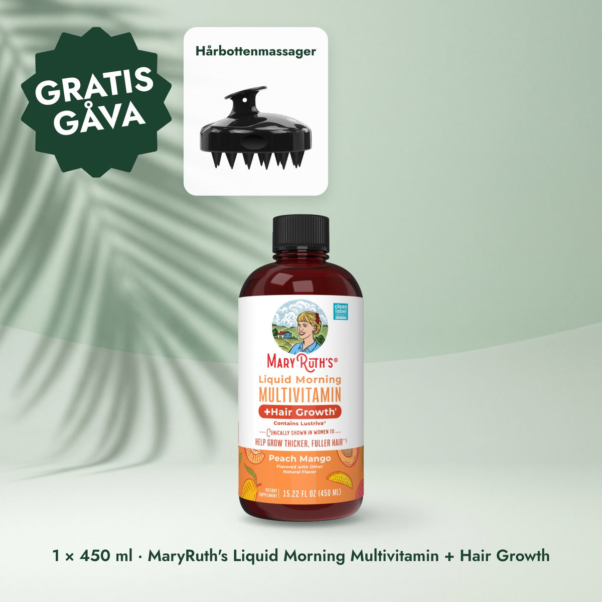 1 × 450 ml · MaryRuth's Liquid Morning Multivitamin + Hair Growth: Hårbottenmassager