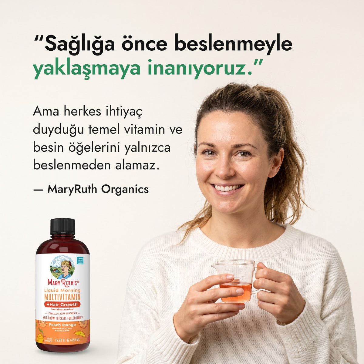 Sağlığa önce beslenmeyle yaklaşmaya inanıyoruz. — MaryRuth Organics
