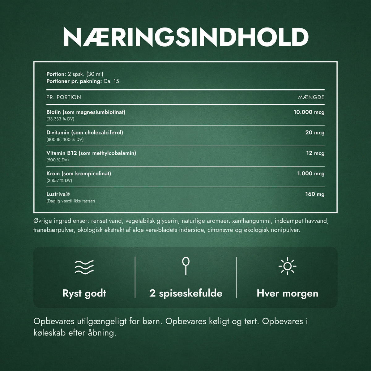 Næringsindhold: MaryRuth's Liquid Morning Multivitamin + Hair Growth