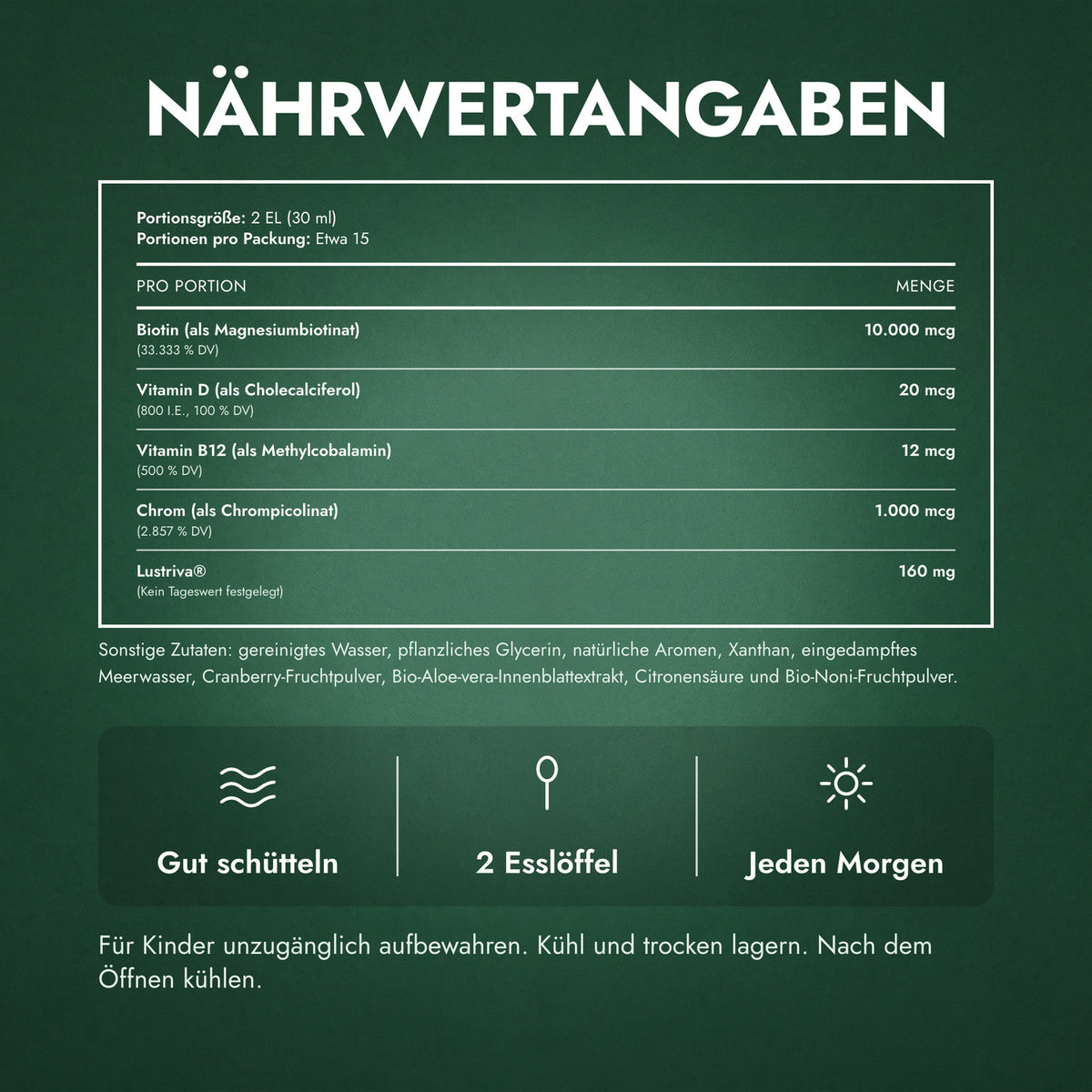 Nährwertangaben: MaryRuth's Liquid Morning Multivitamin + Hair Growth