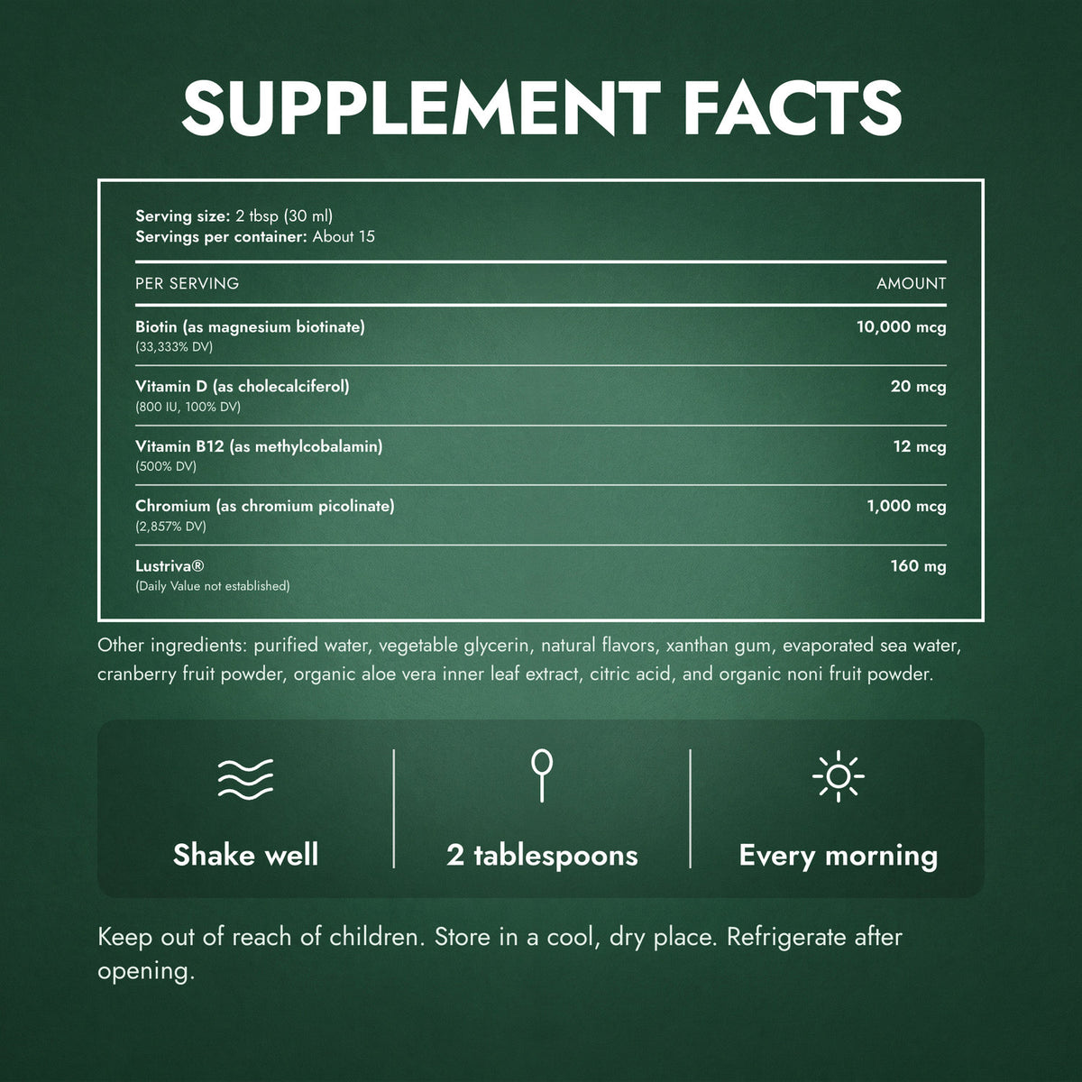 Supplement Facts: MaryRuth's Liquid Morning Multivitamin + Hair Growth