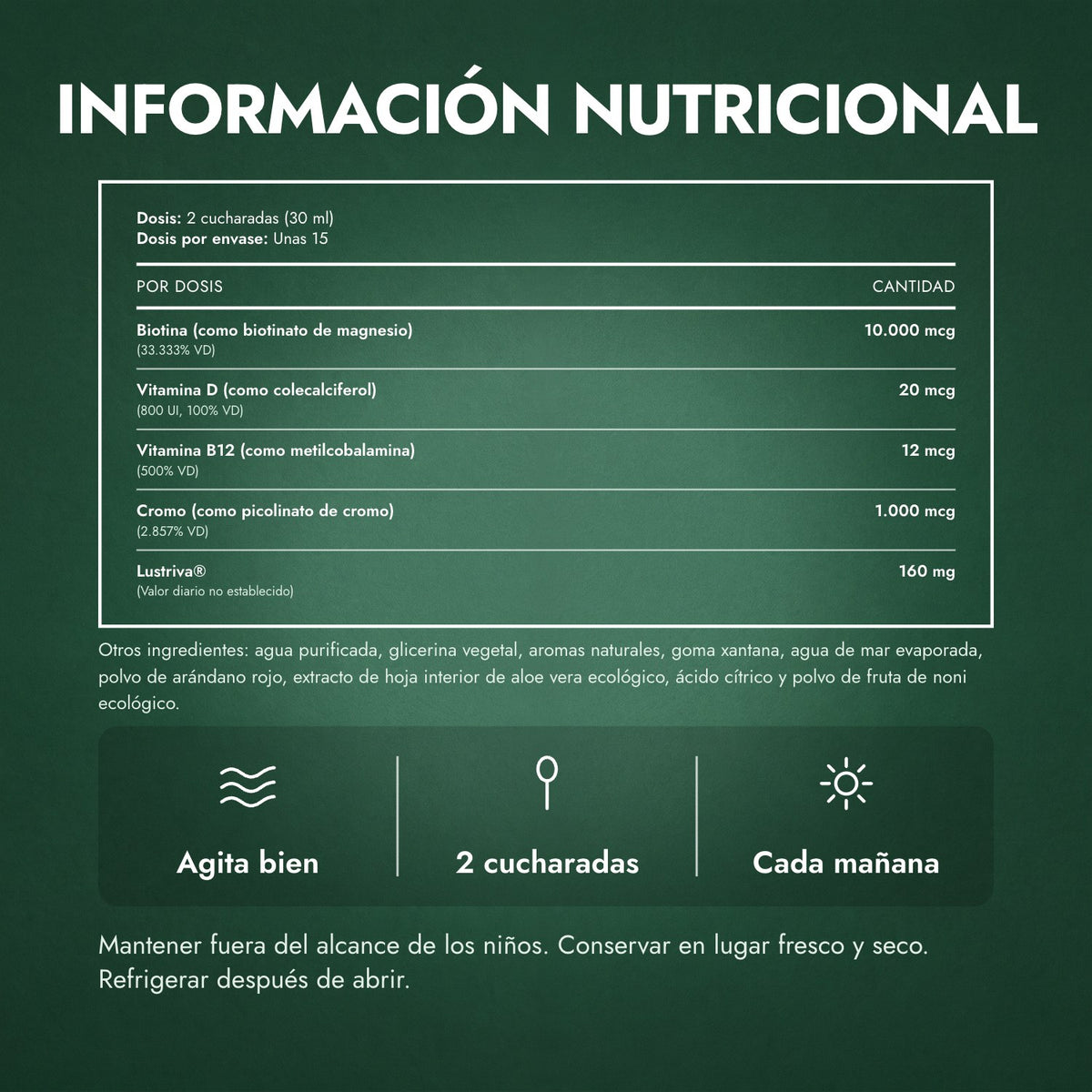 Información nutricional: MaryRuth's Liquid Morning Multivitamin + Hair Growth