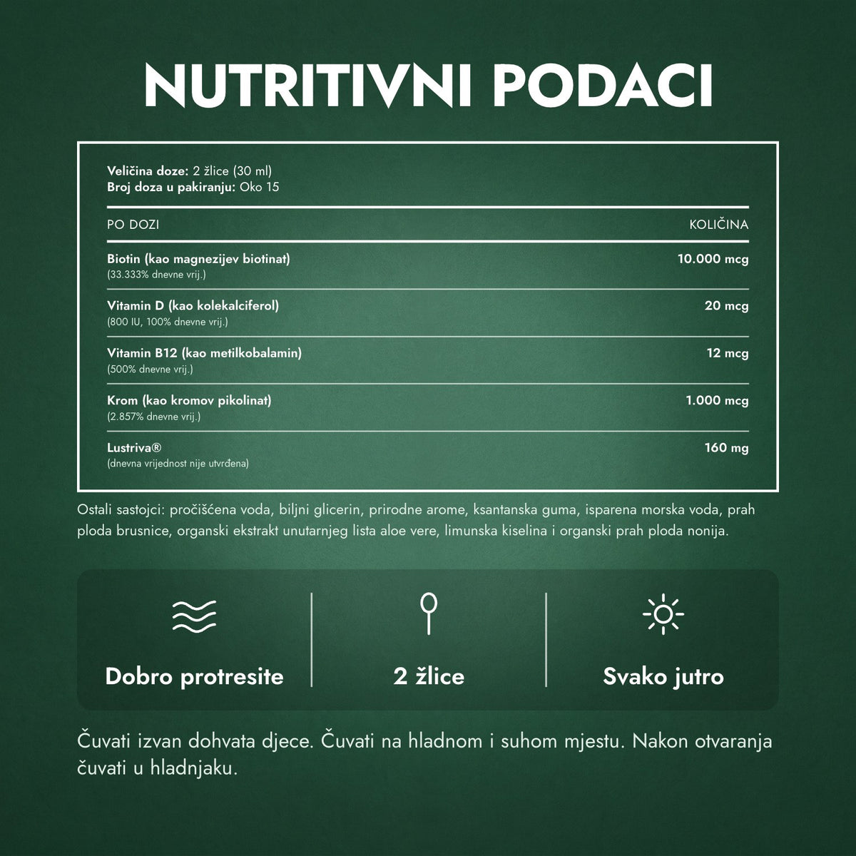 Nutritivni podaci: MaryRuth's Liquid Morning Multivitamin + Hair Growth