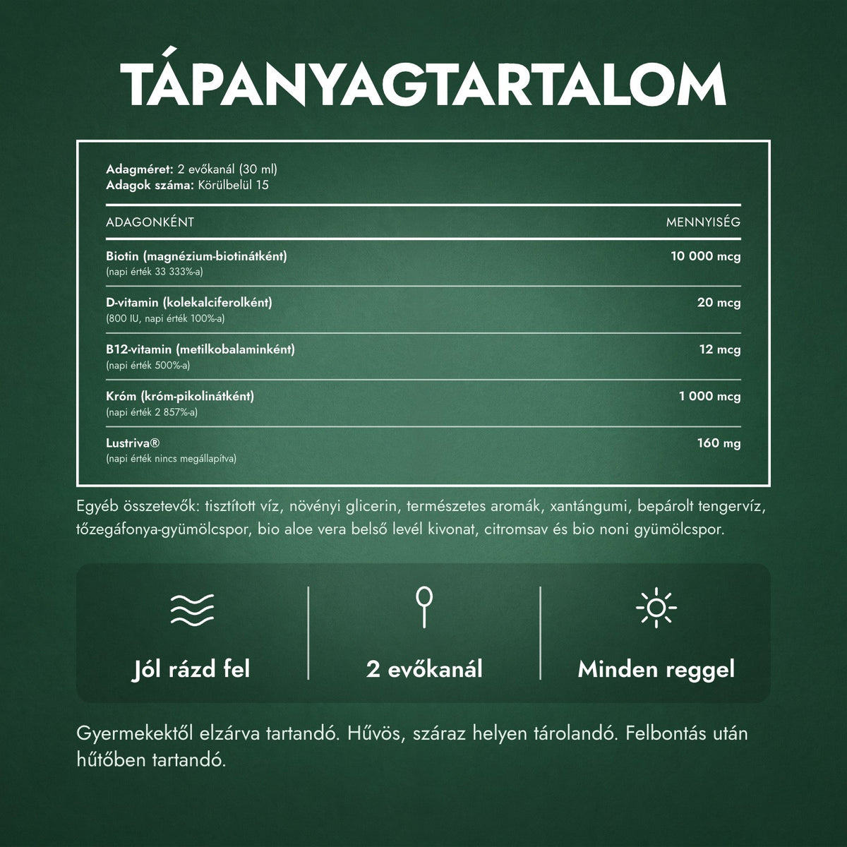 Tápanyagtartalom: MaryRuth's Liquid Morning Multivitamin + Hair Growth