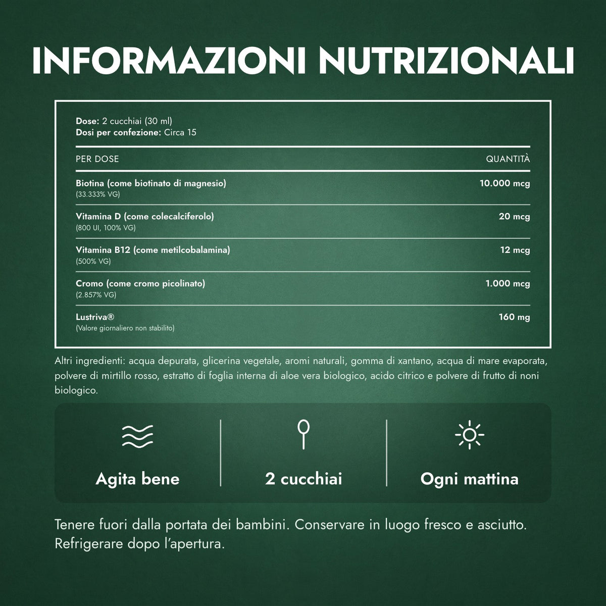 Informazioni nutrizionali: MaryRuth's Liquid Morning Multivitamin + Hair Growth