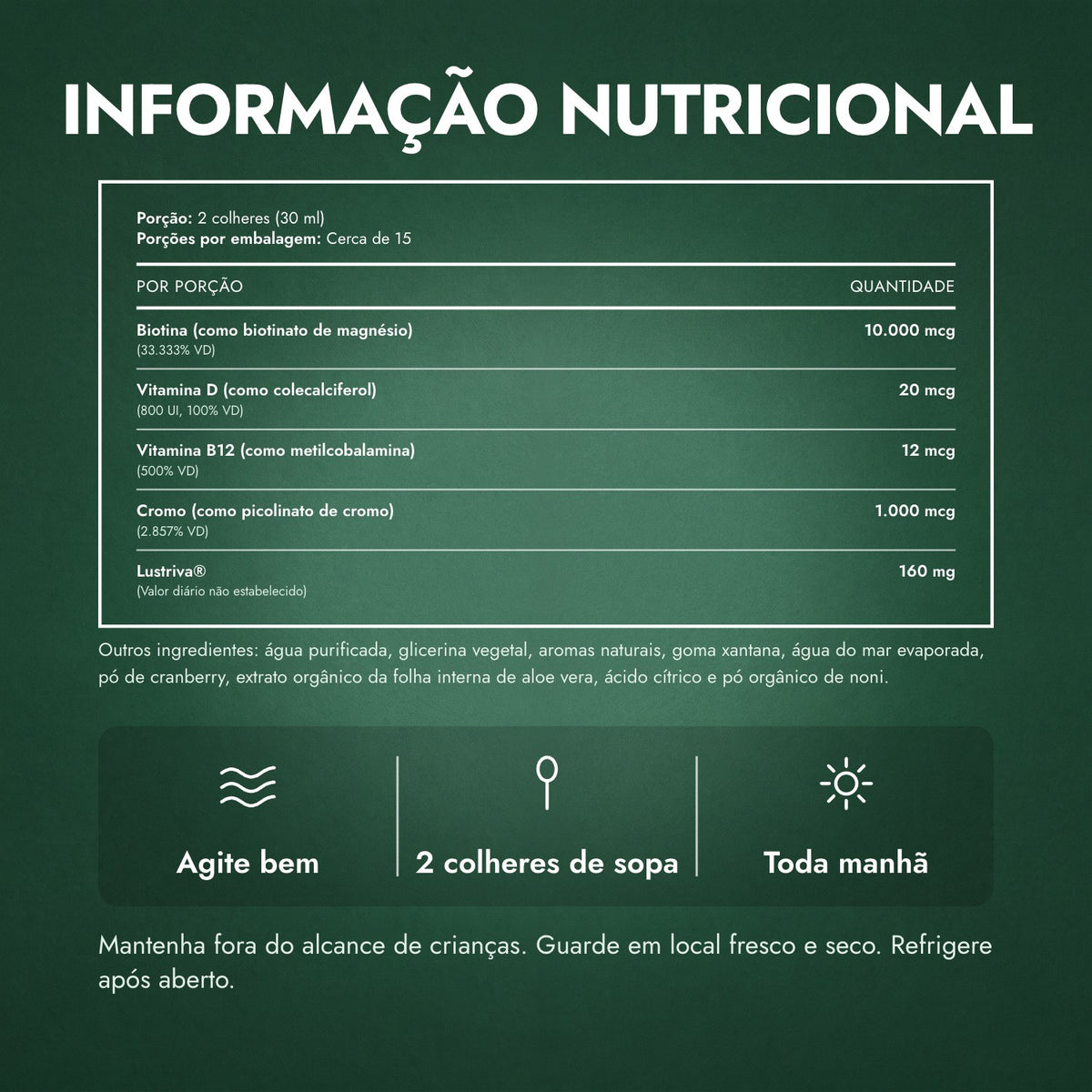 Informação nutricional: MaryRuth's Liquid Morning Multivitamin + Hair Growth