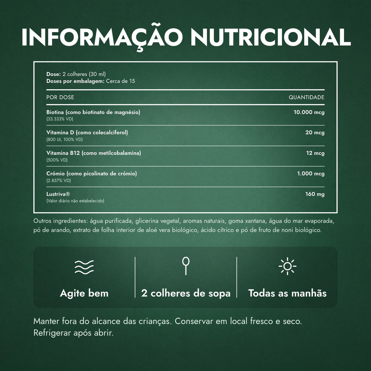 Informação nutricional: MaryRuth's Liquid Morning Multivitamin + Hair Growth
