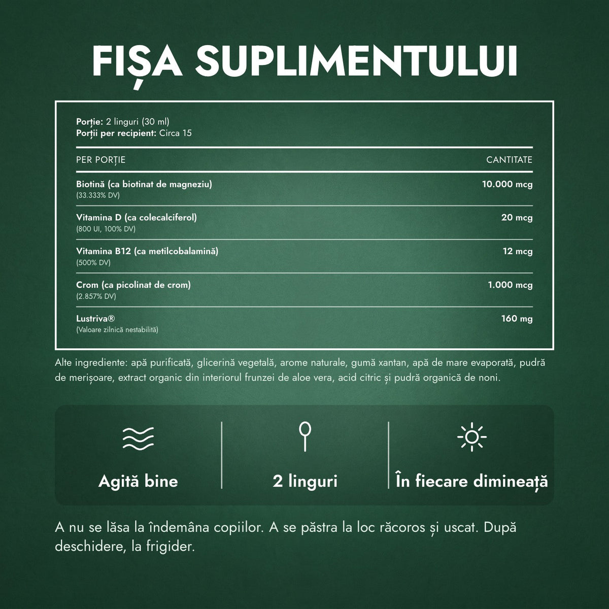 Fișa suplimentului: MaryRuth's Liquid Morning Multivitamin + Hair Growth