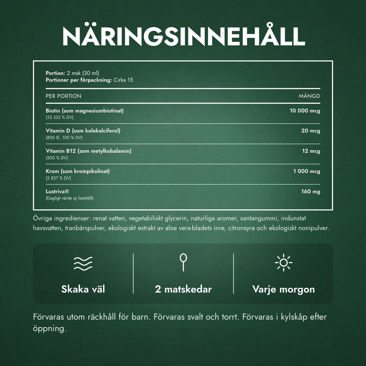 Näringsinnehåll: MaryRuth's Liquid Morning Multivitamin + Hair Growth