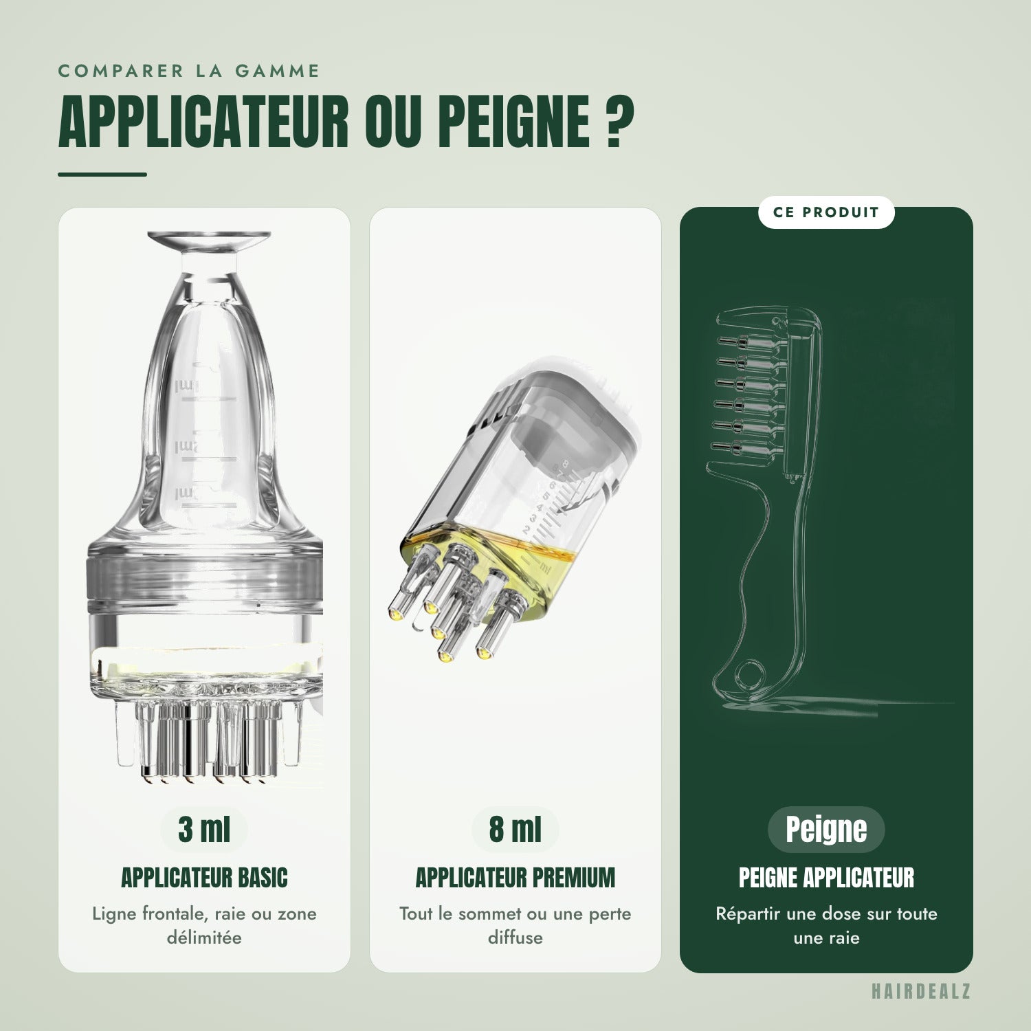 Comparer la gamme — Applicateur ou peigne ?