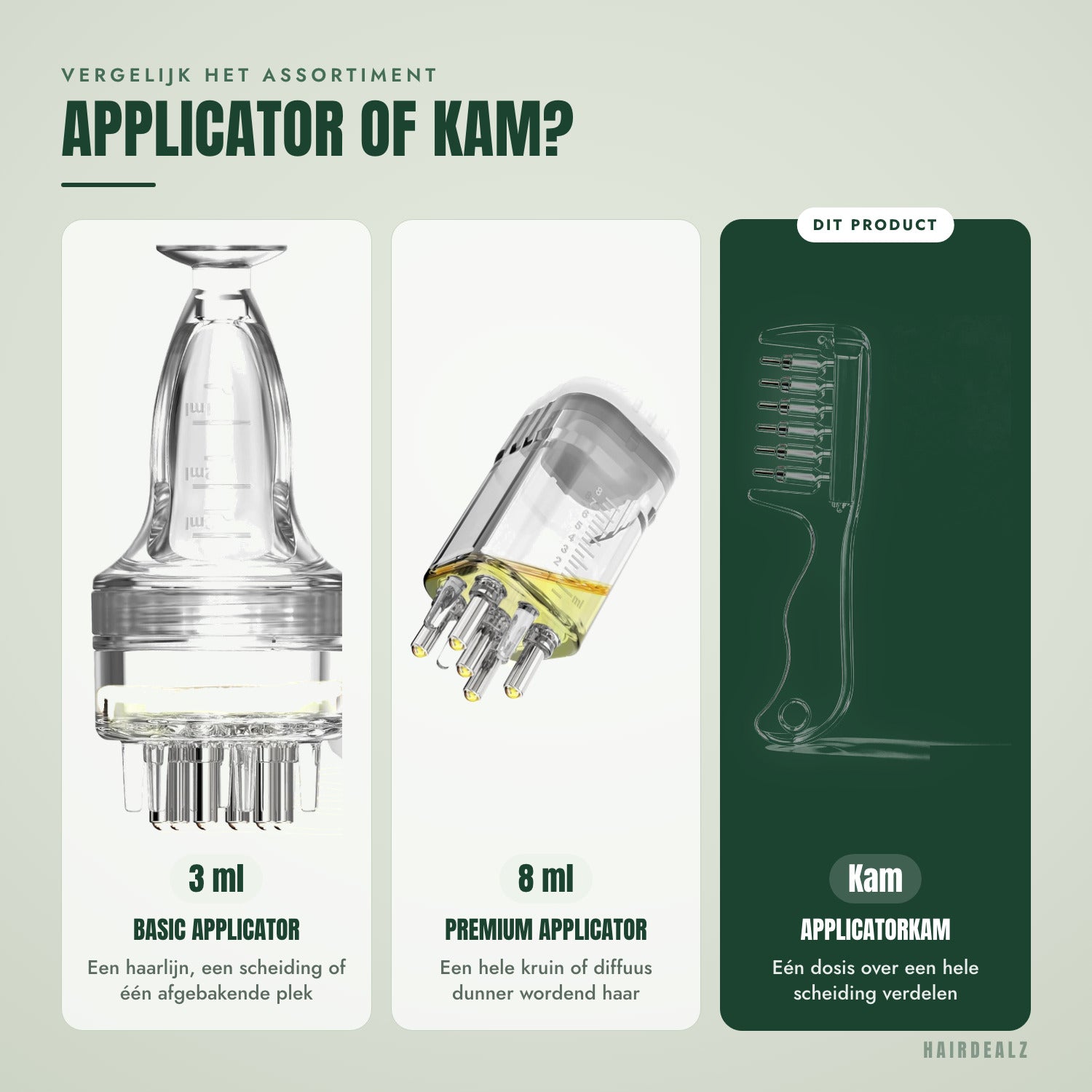 Vergelijk het assortiment — Applicator of kam?