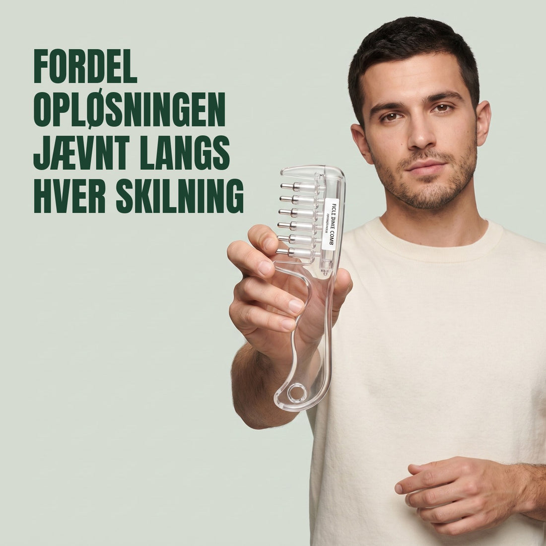 Genopfyldelig minoxidil-applikatorkam med hule tænder