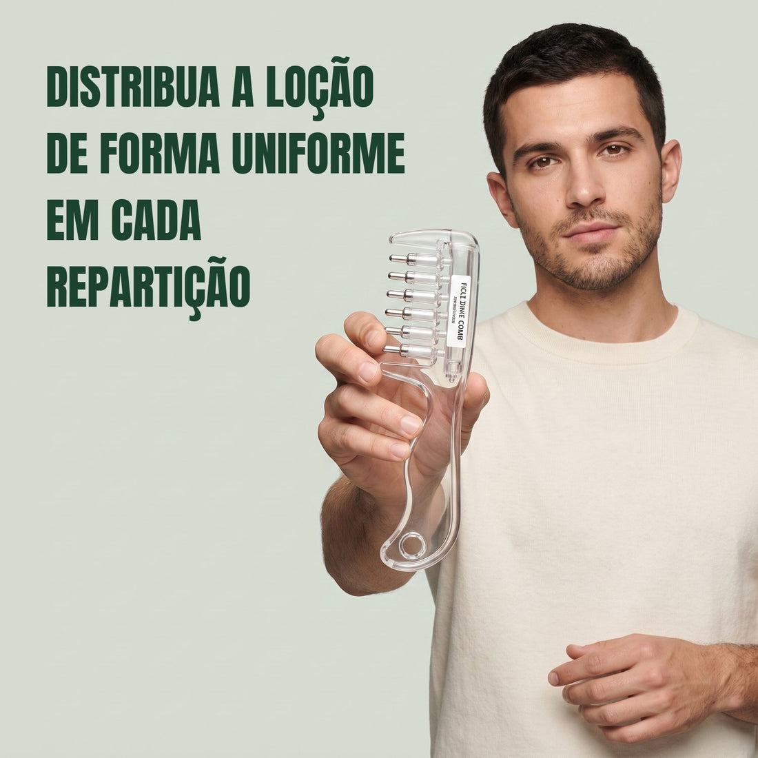 Pente aplicador de minoxidil recarregável, com dentes vazados
