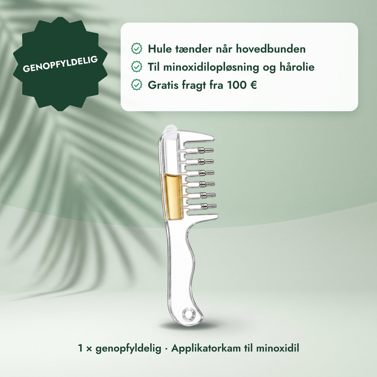 1 × genopfyldelig · Applikatorkam til minoxidil: Genopfyldelig