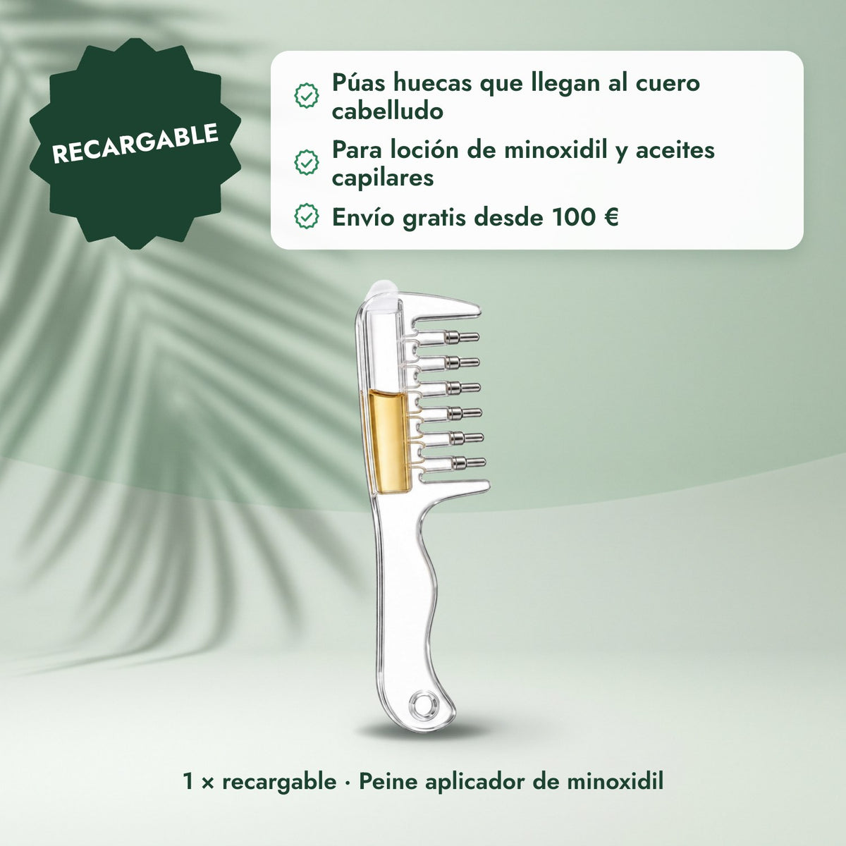 1 × recargable · Peine aplicador de minoxidil: Recargable