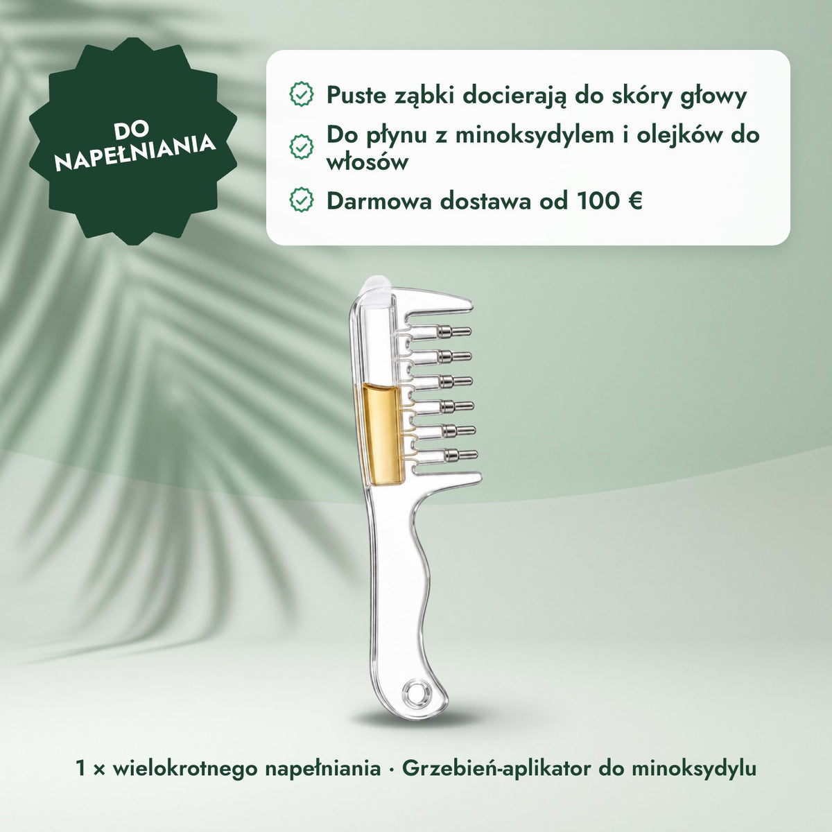 1 × wielokrotnego napełniania · Grzebień-aplikator do minoksydylu: Do napełniania